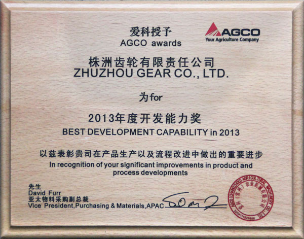 Agco-Development capabilities Awards 2013 Year.